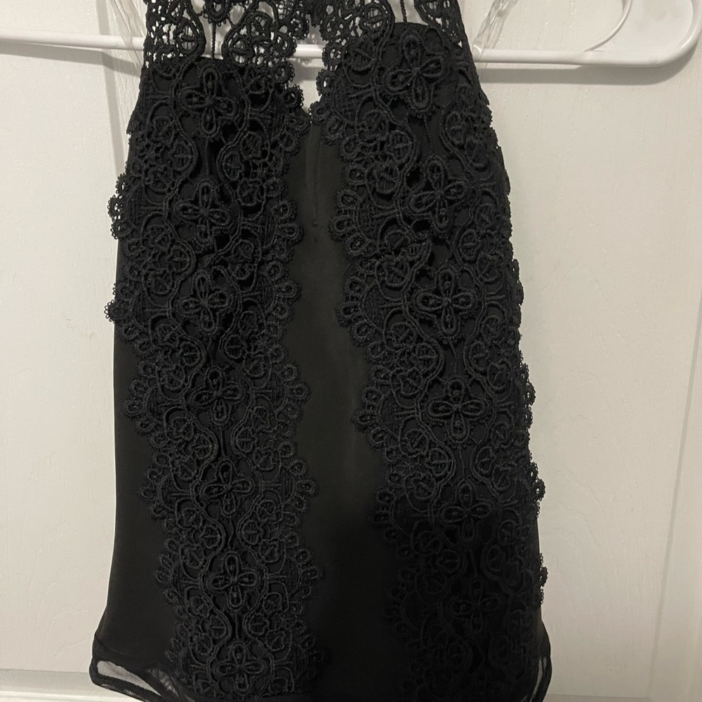 Charlotte Russe Black Bodysuit One Piece Lace Halter Neck Women's Size S - Picture 2 of 10
